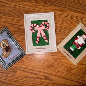 Christmas Wall Art Trio with Candy Cane, Santa, and Gingerbread